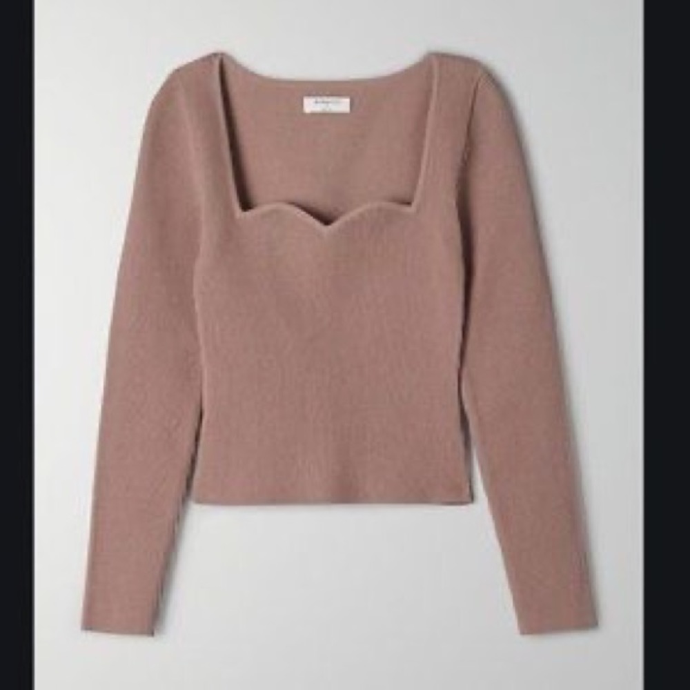 Aritzia Long Sleeve Sweater Top in Dusty Rose